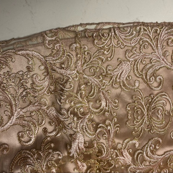Windsor Formal Rose Gold Lace Overlay Embroidered Strapless Gown Sweetheart - Picture 15 of 16